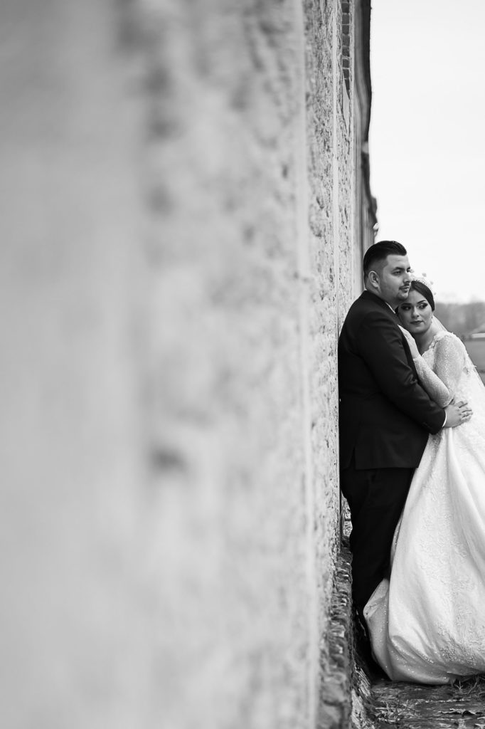 black and white wedding couple