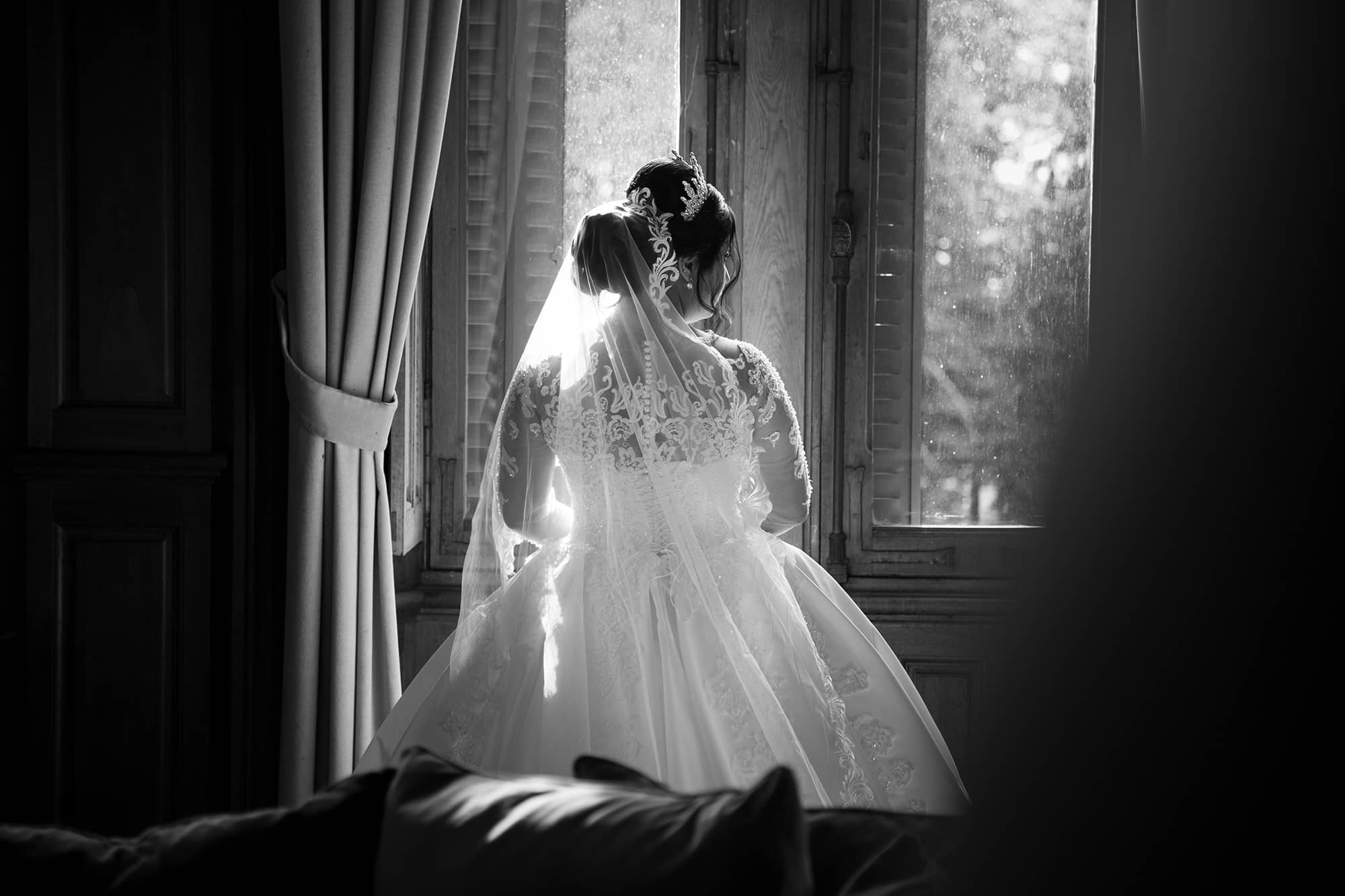 noir et blanc mariée